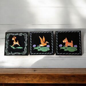 RARE MCM Kemper Thomas Ceramic Tile Art Nursery Rhyme Decor Hanging Wall Wood